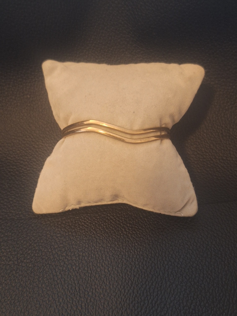 Gold Curved Wave Trio Cuff Bracelet Small 6.5"